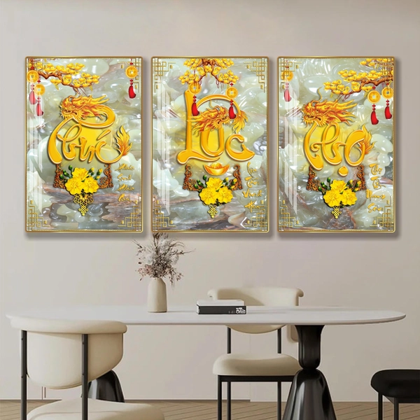 Tranh treo tường phúc lộc thọ decor phòng khách phong thủy tài lộc