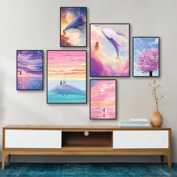 Set 6 Tranh Dán Tường Phong Cảnh Biển có keo sẵn