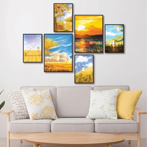 Set 6 Tranh Dán Tường Phong Cảnh Đồng Quê