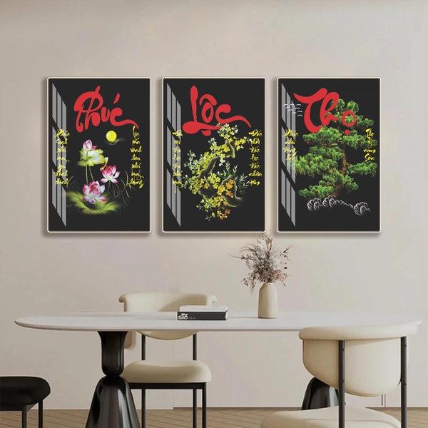 Tranh treo tường phúc lộc thọ decor phòng khách phong thủy tài lộc