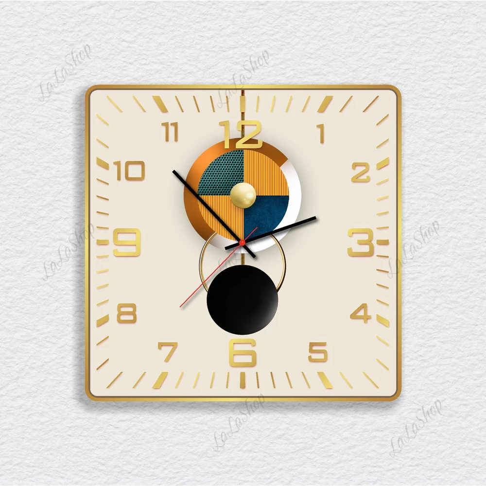 Đồng Hồ Vintage Treo Tường Nghệ Thuật Trừu Tượng Mẫu Vuông 954
