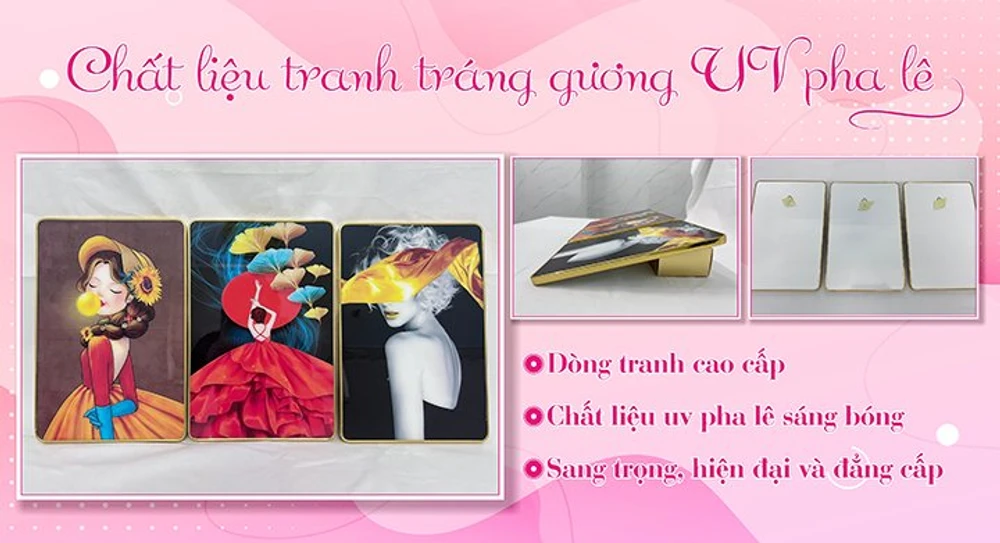 Chất liệu tranh tráng gương UV pha lê bóng