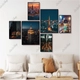 Set 6 Tranh Dán Tường Cảnh Đường Phố Về Đêm Nhìn Từ Trên Cao Có Keo Sẵn