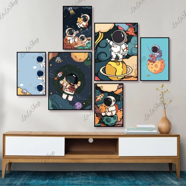 Set 6 Tranh Dán Tường Phi Hành Gia Có Keo Sẵn
