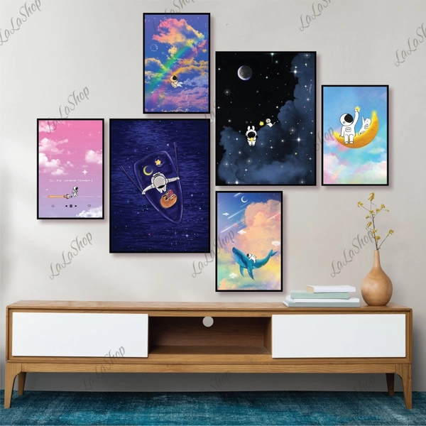 Set 6 Tranh Dán Tường Phi Hành Gia Có Keo Sẵn