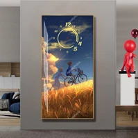 Tranh Đồng Hồ Treo Tường Anime Cô Gái Chàng Trai Đạp Xe