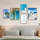 Tranh treo tường bộ 5 tấm phong cảnh bãi biển xanh ngát