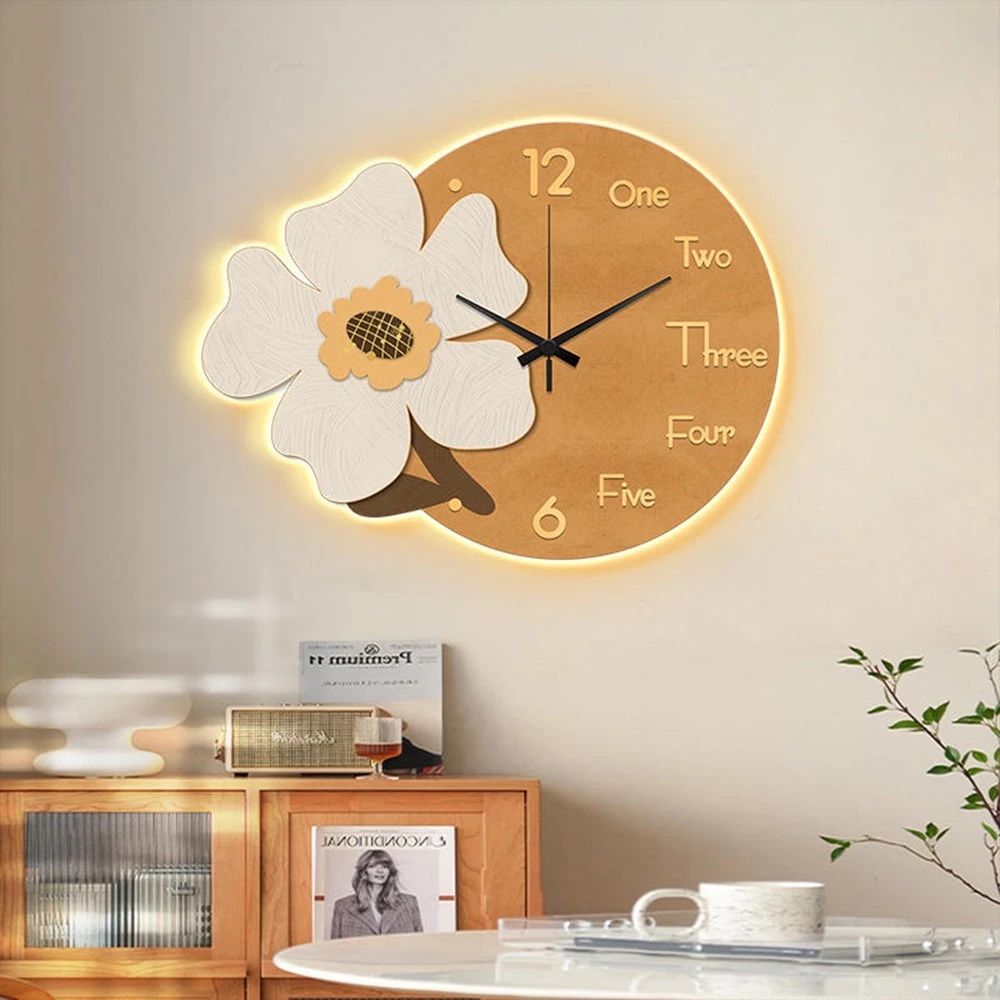 Tranh Đồng Hồ Đèn Led Tráng Gương Pha Lê Uv Hoa Nghệ Thuật Mẫu 4