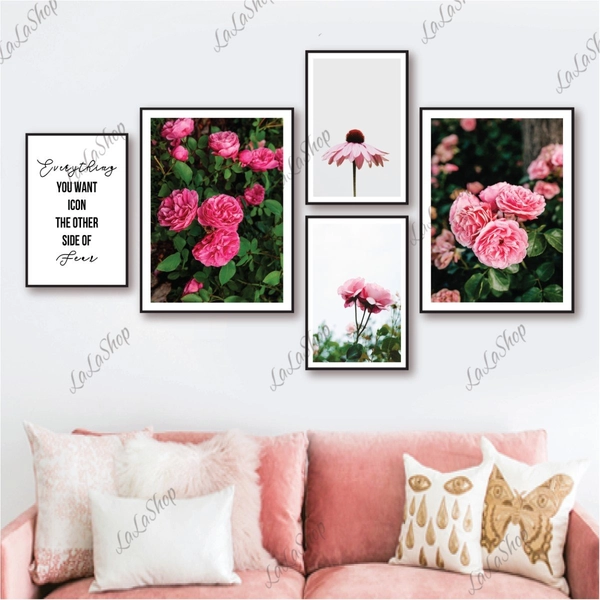 Set 5 Tranh Dán Tường Hoa Hồng Mẫu 02 Có Keo Sẵn