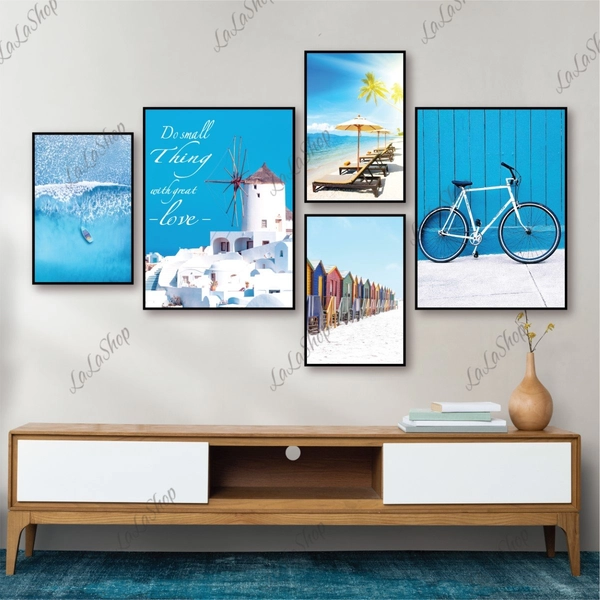 Set 5 Tranh Dán Tường Phong Cảnh Biển Có Keo Sẵn