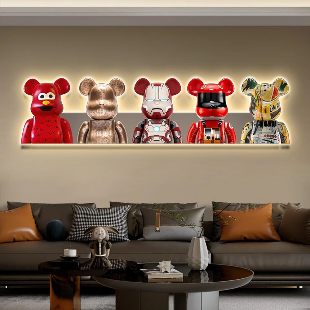 Tranh Đèn Led Tráng Gương Pha Lê Uv Năm Con Gấu Bearbrick