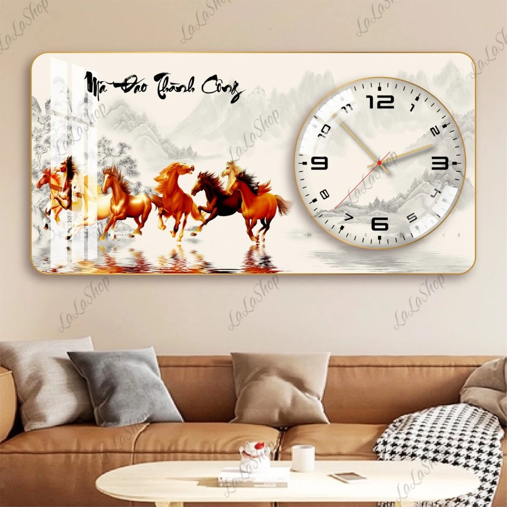 Tranh Đồng Hồ Nổi 3D Mã Đáo Thành Công