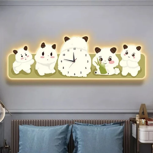 Tranh Đồng Hồ Tráng Gương Pha Lê Uv Những Con Dê Đáng Yêu
