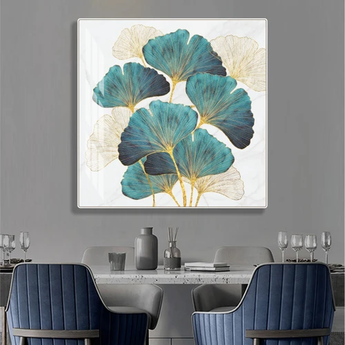 Tranh treo tường lá rẻ quạt nghệ thuật hiện đại mẫu 1 tấm vuông mẫu 740