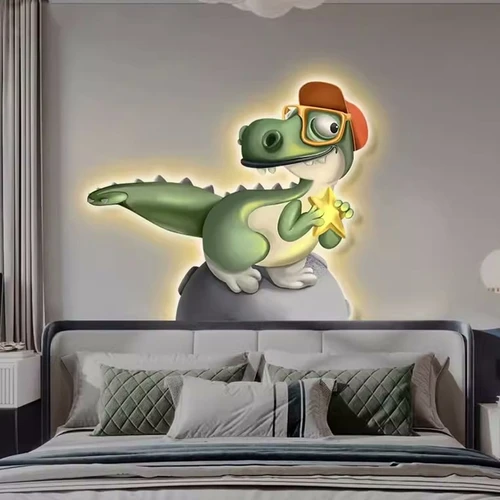 Tranh Đèn Led Tráng Gương Pha Lê Uv Con Khủng Long