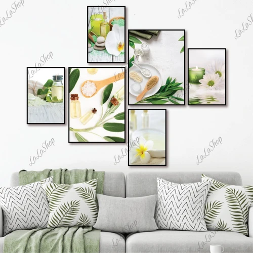 Set 6 Tranh Dán Tường Spa Có Keo Sẵn