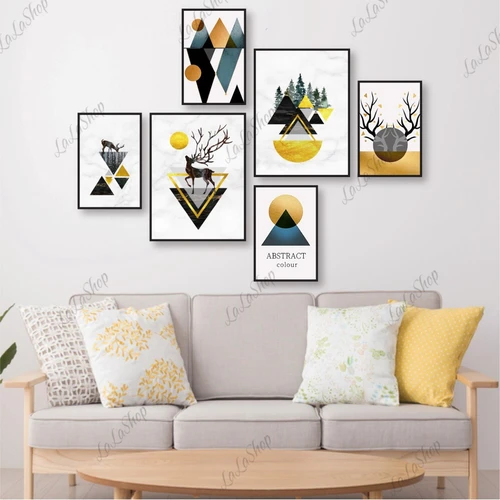 Set 6 Tranh Dán Tường Tranh Trừu Tượng Có Keo Sẵn