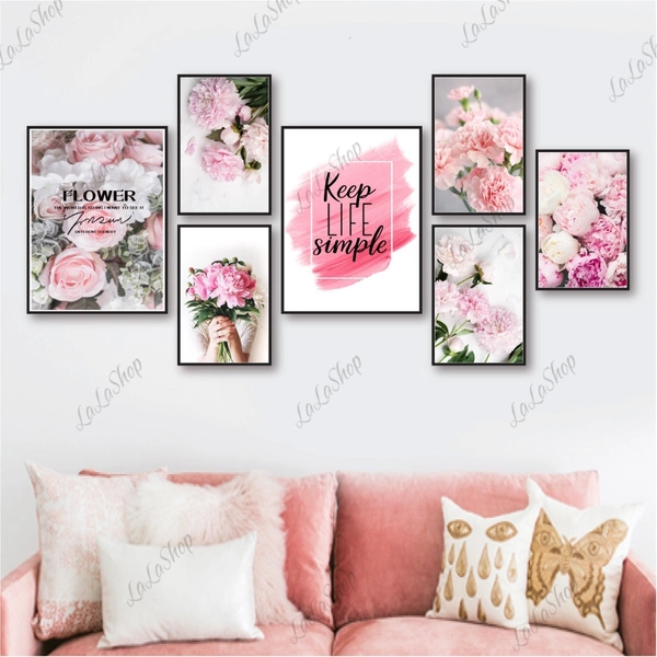 Set 7 Tranh Dán Tường Hoa Hồng Nghệ Thuật Có Keo Sẵn