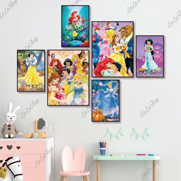 Set 6 Tranh Dán Tường Công Chúa Disney Có Keo Sẵn