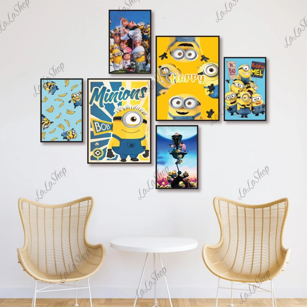 Set 6 Tranh Dán Tường Phim Hoạt Hình Minions Có Keo Sẵn