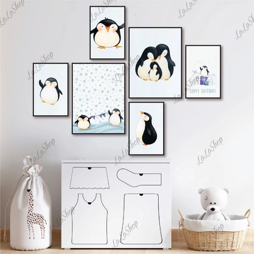 Set 6 Tranh Dán Tường Chim Cánh Cụt Có Keo Sẵn