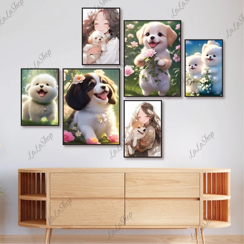 Set 6 Tranh Dán Tường Những Chú Cho Đáng Yêu Có Keo Sẵn