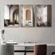 Tranh treo tường bộ 3 tấm nghệ thuật trừu tượng tối giản