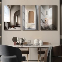 Tranh treo tường bộ 3 tấm nghệ thuật trừu tượng tối giản