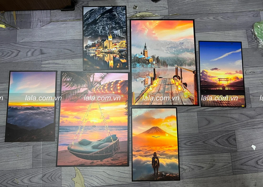 Set 6 Tranh Dán Tường Phong Cảnh Biển Hoàng Hôn Có Keo Sẵn