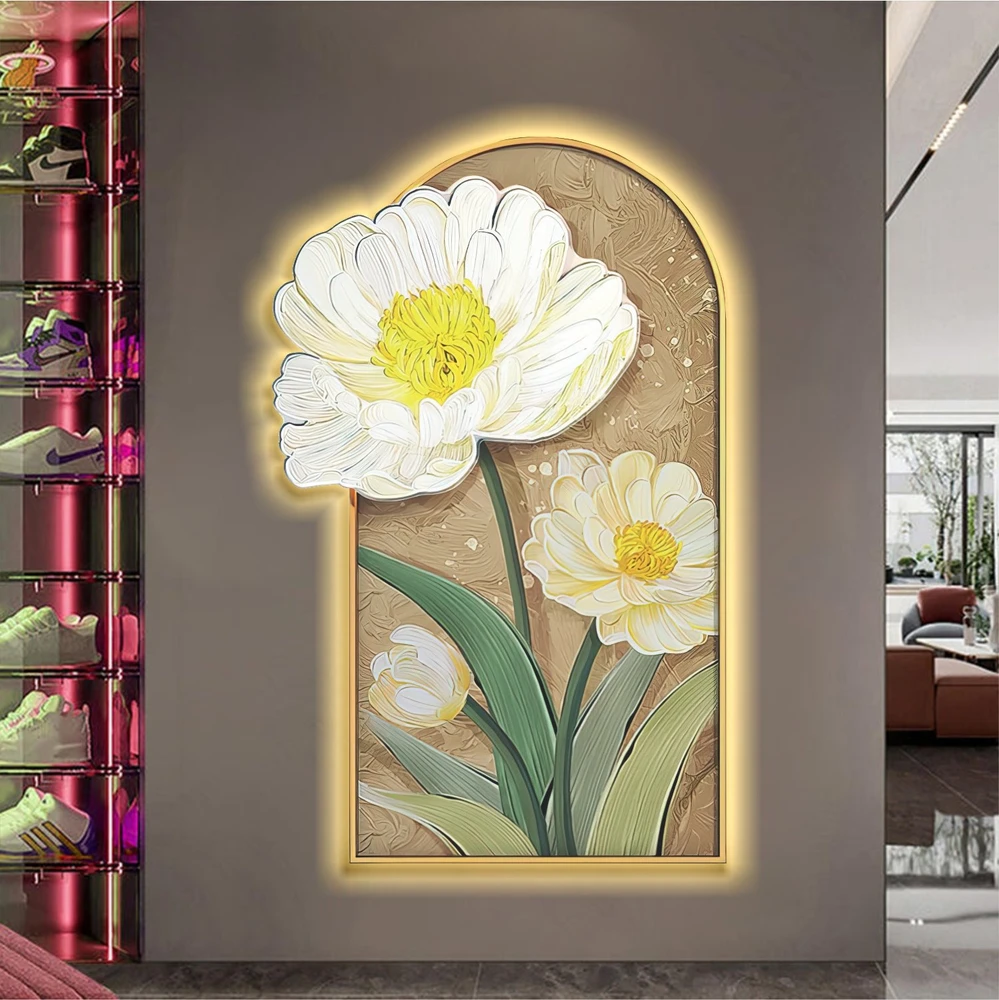 Tranh Đèn Led Tráng Gương Pha Lê Hoa Nghệ Thuật 4