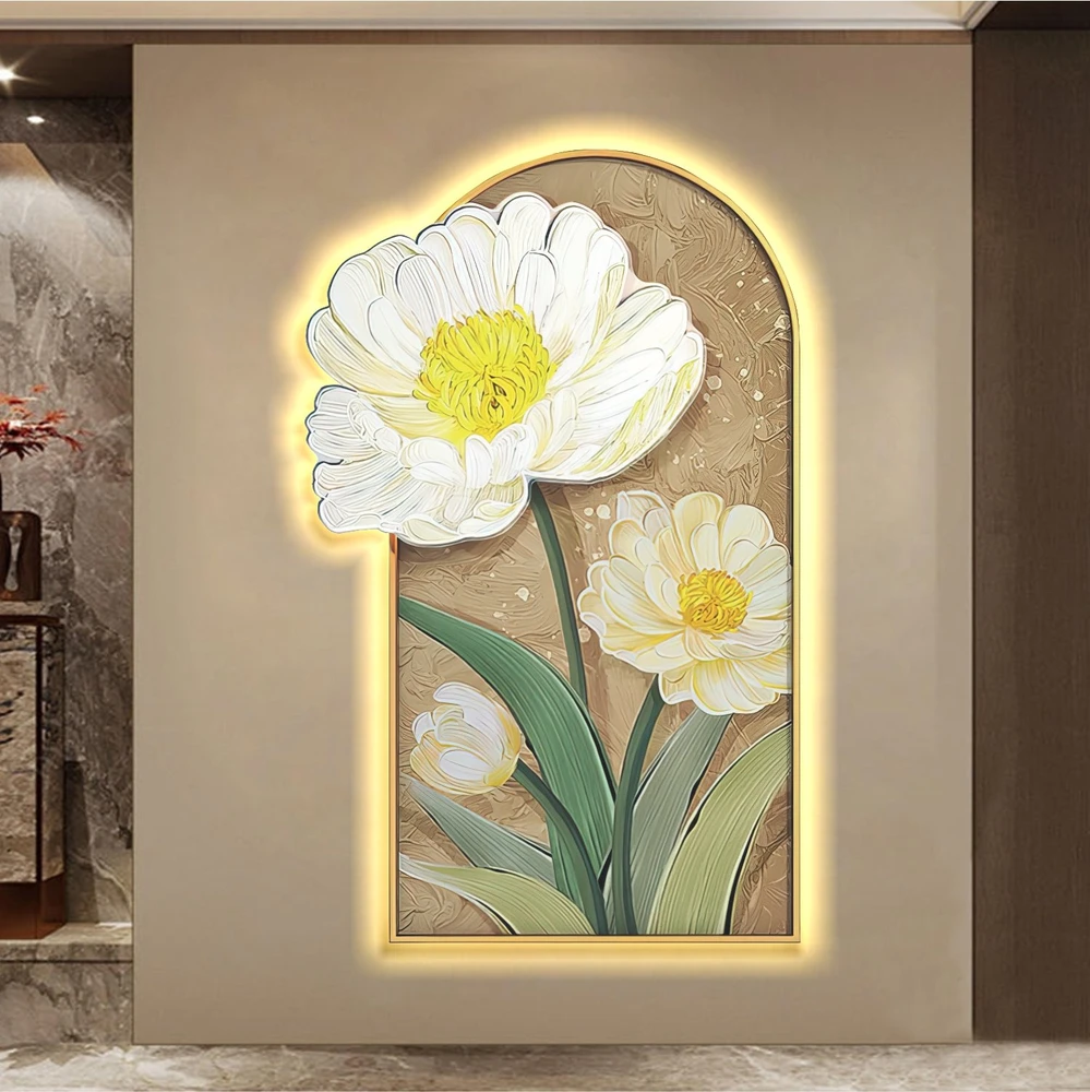 Tranh Đèn Led Tráng Gương Pha Lê Hoa Nghệ Thuật 4