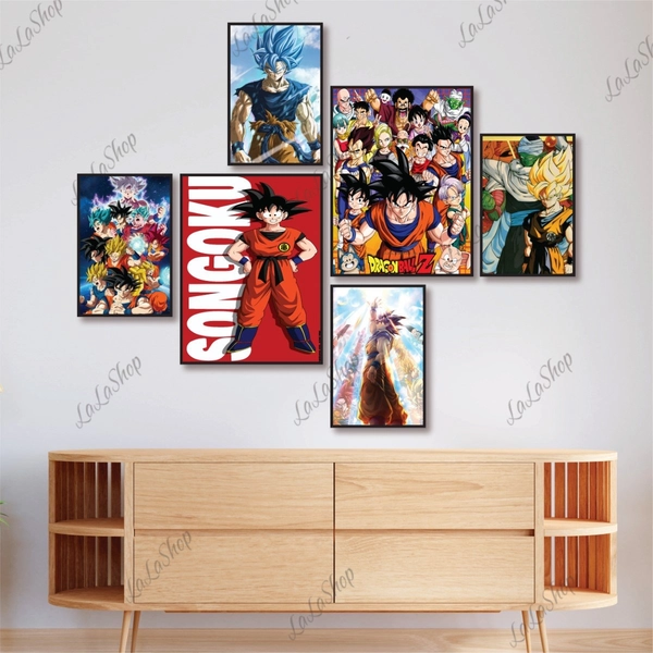 Set 6 Tranh Dán Tường Hoạt Hình Dragon Ball Có Keo Sẵn