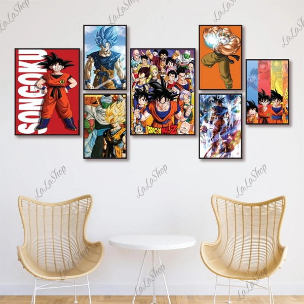 Set 7 Tranh Dán Tường Hoạt Hình Dragon Ball Songoku Có Keo Sẵn Mẫu 2