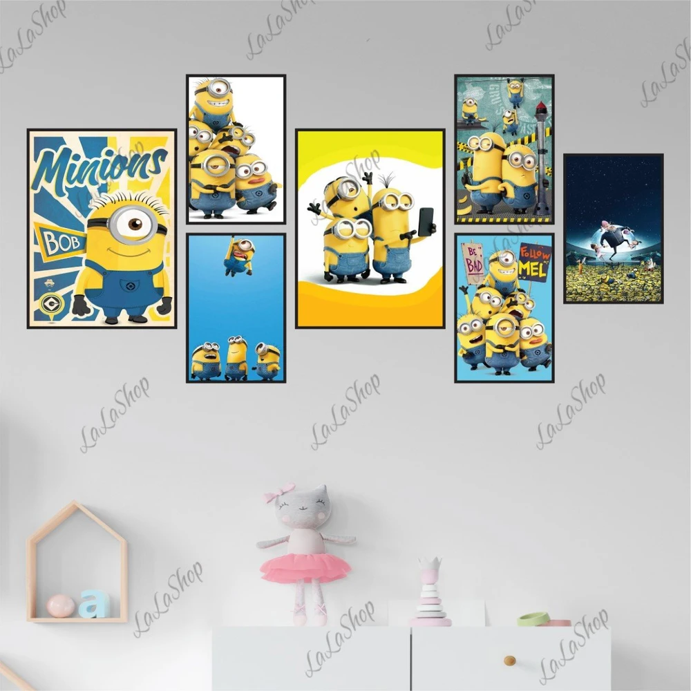 Set 7 Tranh Dán Tường Phim Hoạt Hình Minions Có Keo Sẵn Mẫu 2