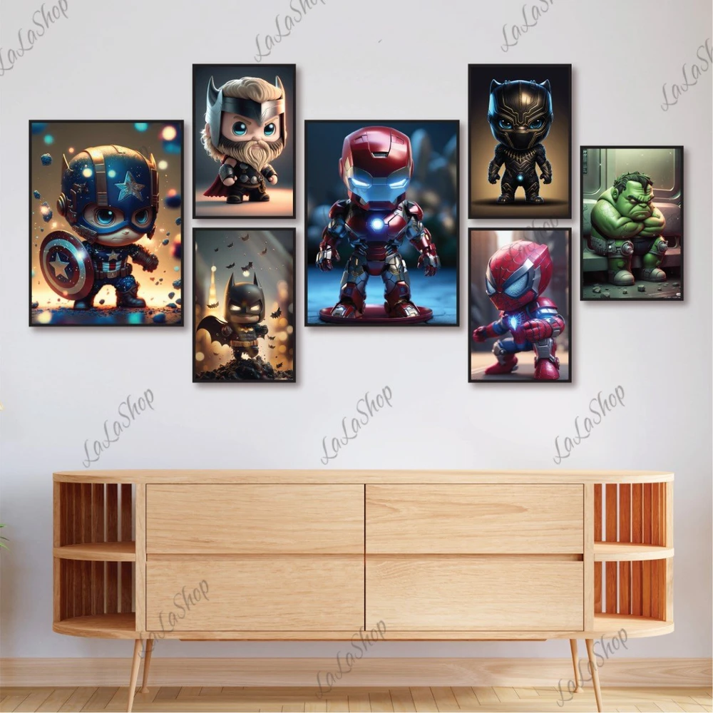 Set 7 Tranh Dán Tường Siêu Anh Hùng Có Keo Sẵn