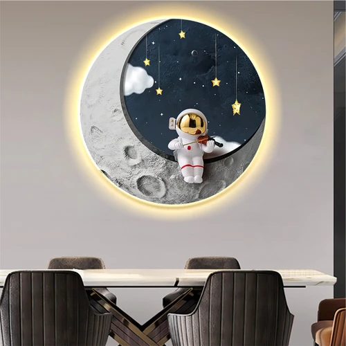 Tranh đèn tráng gương treo tường decor mẫu phi hành gia