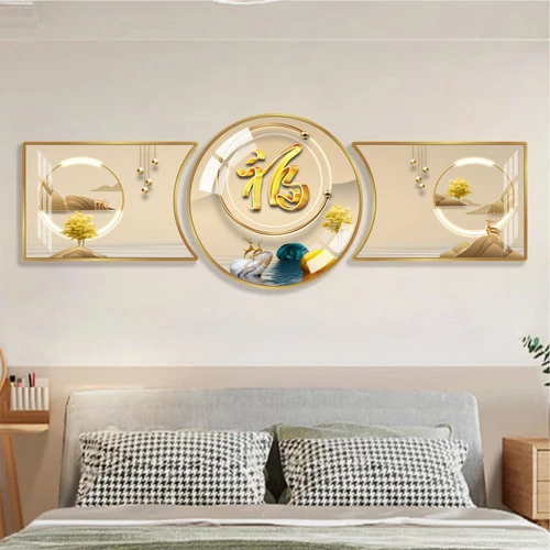 Tranh treo tường chữ Phúc Hươu nghệ thuật phong thủy phòng khách