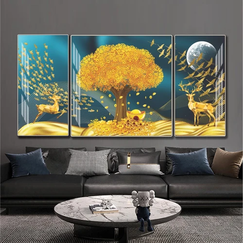 Tranh treo tường phòng khách hươu nghệ thuật đương đại mẫu 773