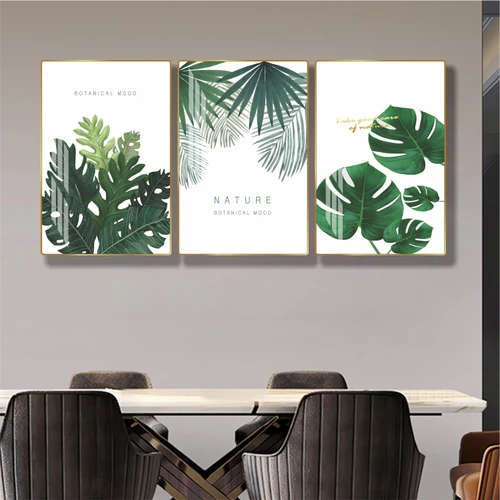 Tranh treo tường nghê thuật lá xanh hiện đại mẫu 775