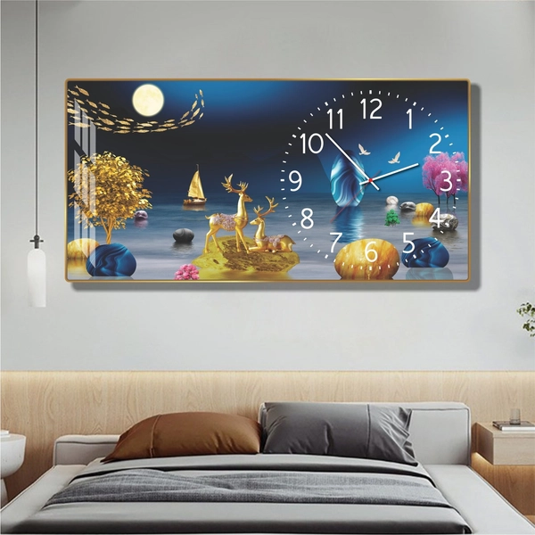 Tranh đồng hồ treo tường phòng khách phong thủy hưu tài lộc