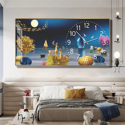 Tranh đồng hồ treo tường phòng khách phong thủy hưu tài lộc