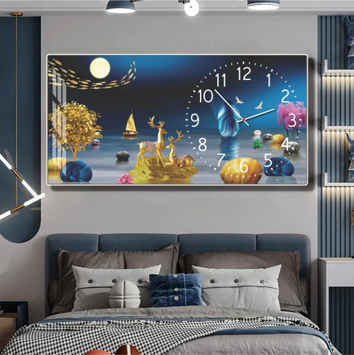 Tranh đồng hồ treo tường phòng khách phong thủy hưu tài lộc