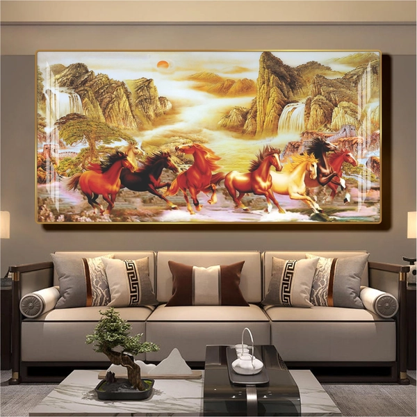 Tranh treo tường phòng khách mã đáo thành công mẫu 4005