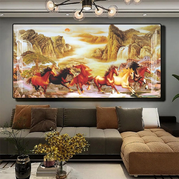 Tranh treo tường phòng khách mã đáo thành công mẫu 4005