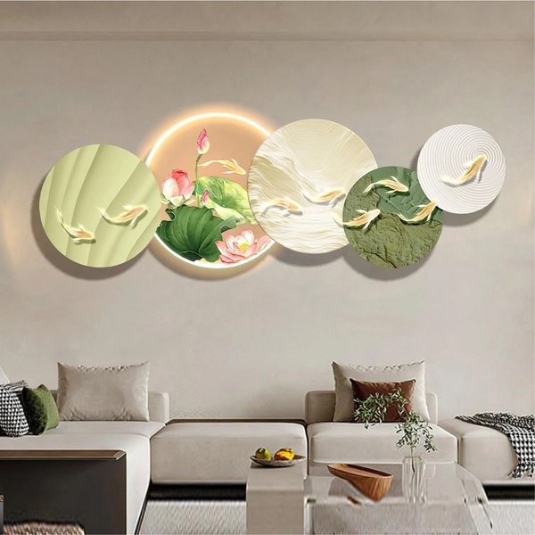 Tranh treo tường tráng gương pha lê có đèn LED trang trí hiện đại mẫu 228