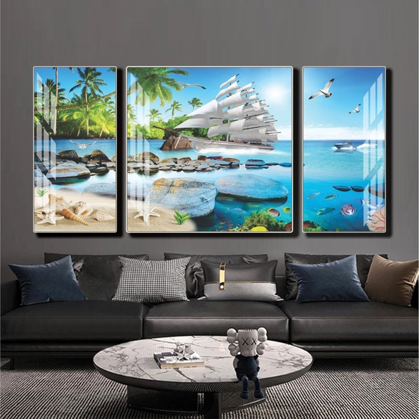 Tranh treo tường phòng khách thuận buồm xuôi gió ra khơi