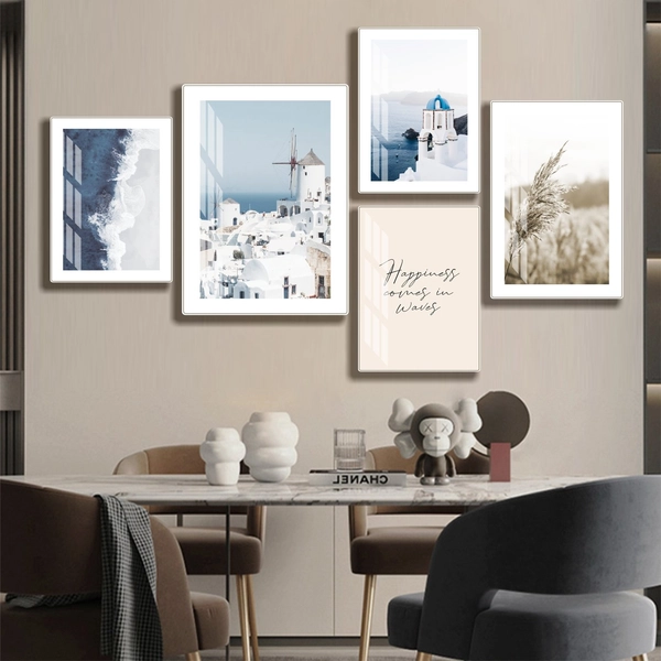 Bộ tranh treo tường phong cảnh bãi biển nghệ thuật hiện đại 3 tấm mẫu 835