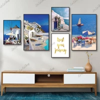 Set 5 Tranh Dán Tường Biển Xanh Nghệ Thuật Có Keo Sẵn Mẫu 131