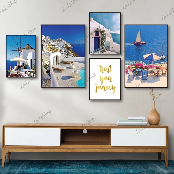 Set 5 Tranh Dán Tường Biển Xanh Nghệ Thuật Có Keo Sẵn Mẫu 131