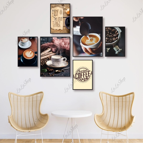 Set 6 Tranh Dán Tường Tranh Coffee Nghệ Thuật Có Keo Sẵn